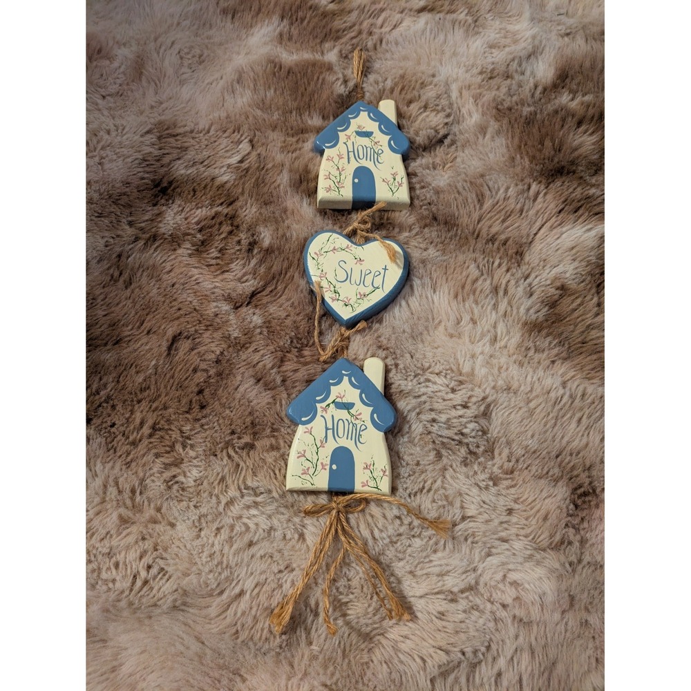 Vintage Wooden Folk Art Hanging Home Sweet Home Rustic Cottage Grandma Decor